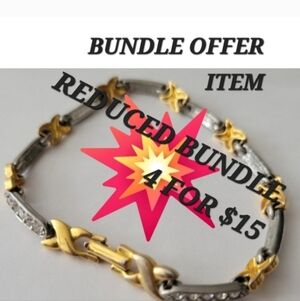 4 STARRED ITEMS ONLY $15..Two-Tone Gold and Silver X-Link Bracelet